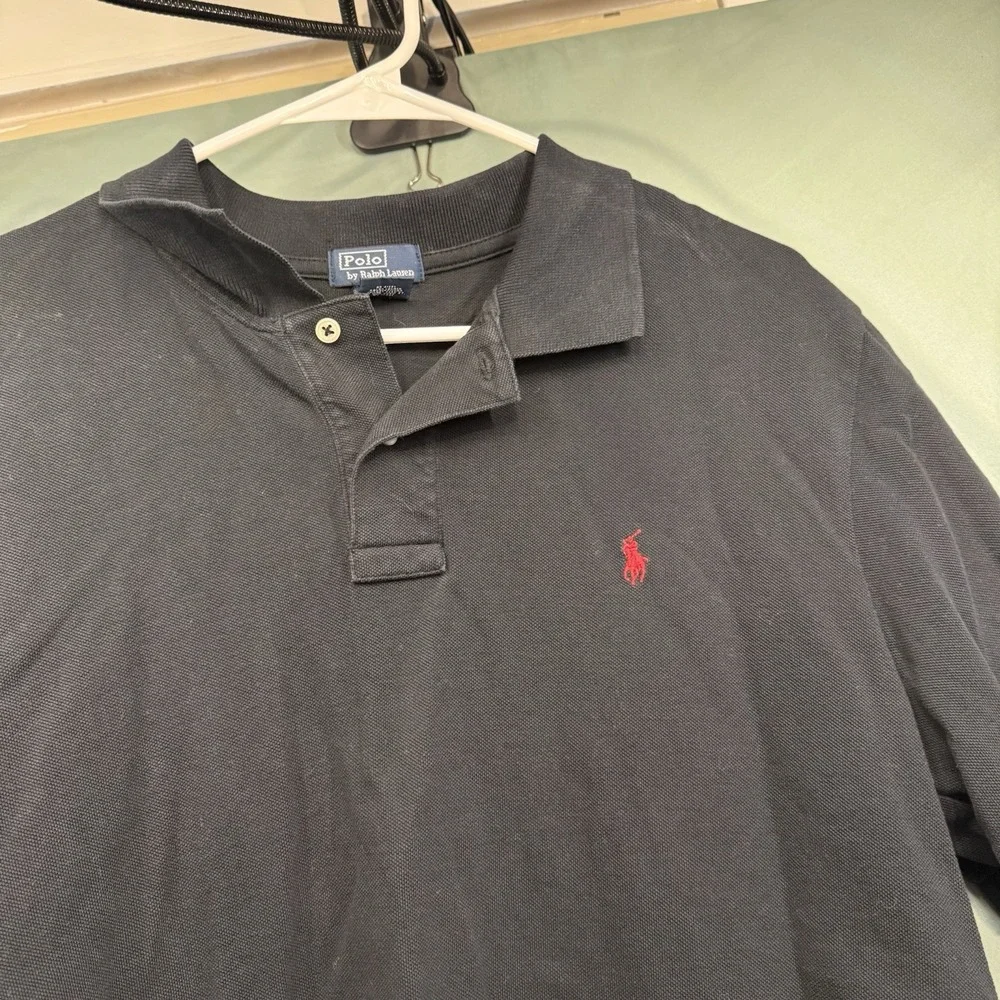 Vintage Polo Ralph Lauren Black Pony Classic Fit Cotton Polo Shirt XL